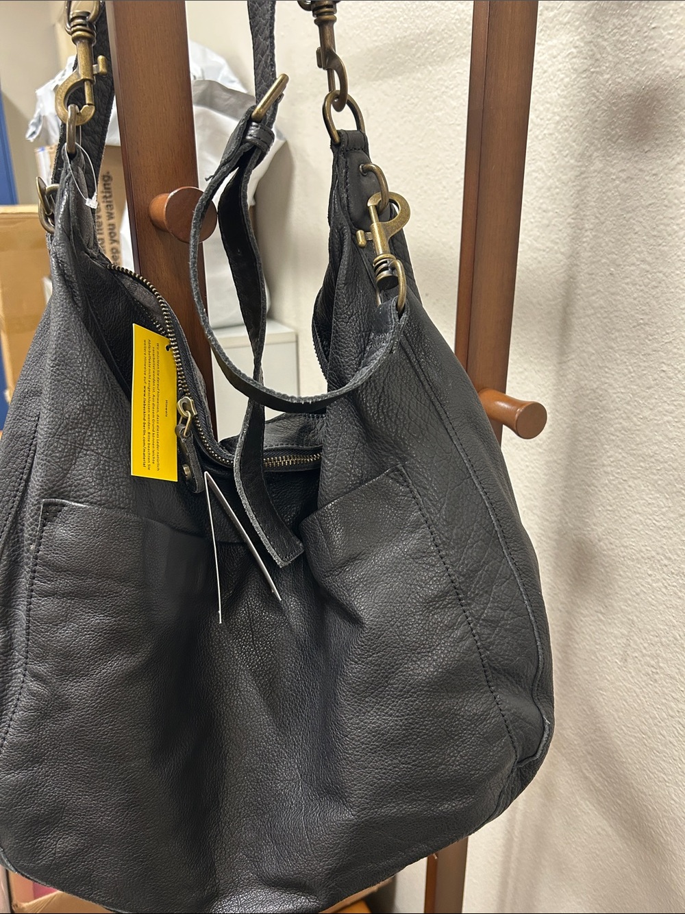 Liebeskind Black Leather Hobo with Brass Hardware Whimsigoth, dark fairy,Grunge